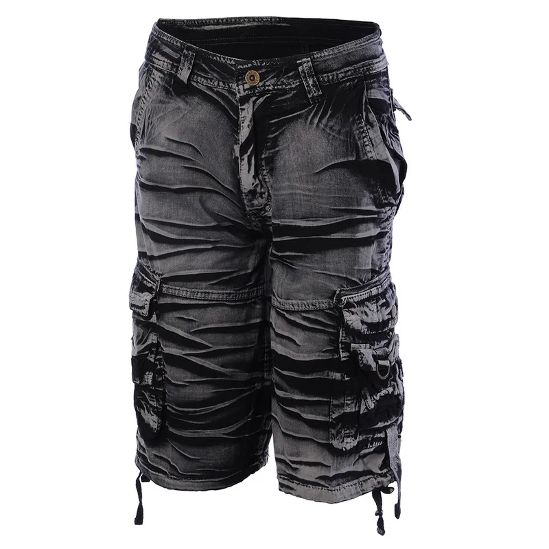 OEAK/Повседневные однотонные шорты-карго больших размеров; летние мужские шорты до колена с карманами; свободные укороченные брюки;