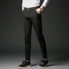 Модные новые высококачественные хлопковые мужские штаны, прямые весенние и летние длинные мужские классические деловые повседневные штаны, длинные штаны средней длины