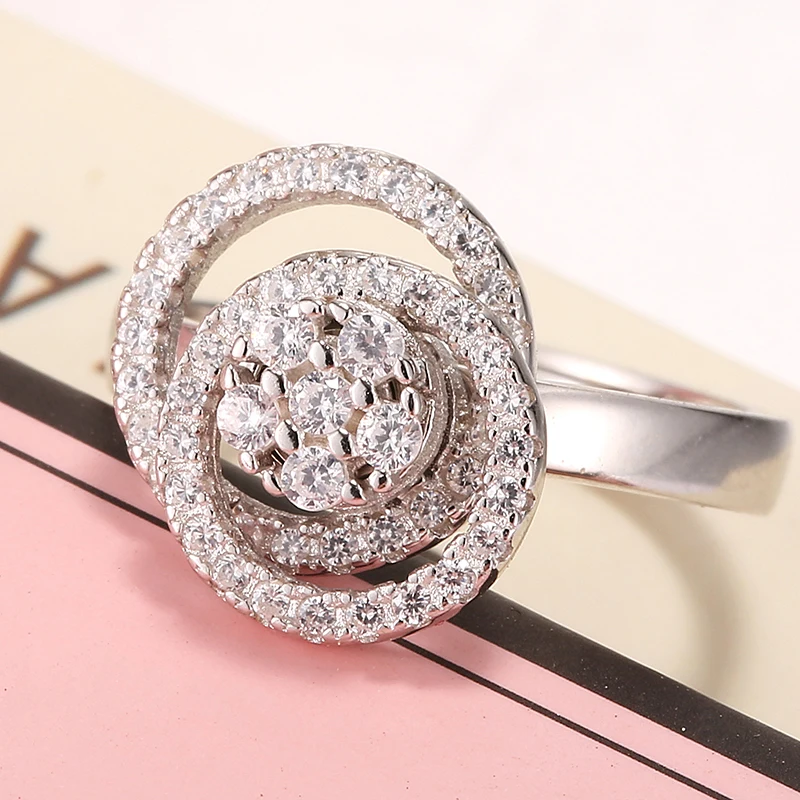 Многослойные Вращающиеся серебряные изящные кольца Регулируемая мотивация обручальное кольцо ювелирные подарки на день Св. Валентина
