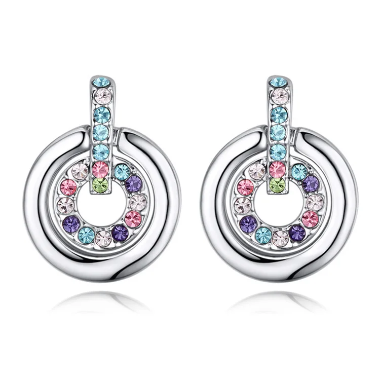 Женские серьги гвоздики серебристого цвета с кристаллами|stud earrings|stud earrings for