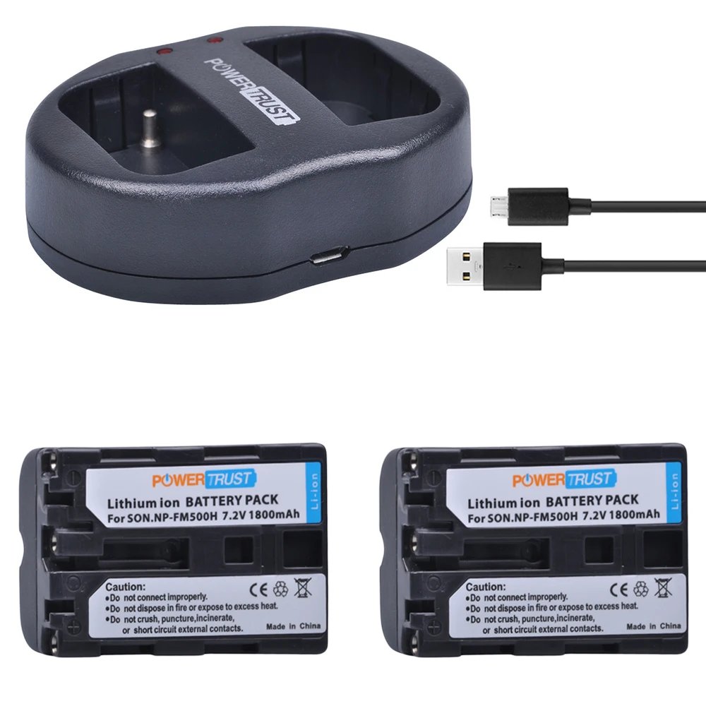 

2x 1800mAh NP-FM500H NP FM500H FM500H Battery + Dual USB Charger for Sony Alpha SLT A57 A58 A65 A200 A350 A550 A560 A700 A580