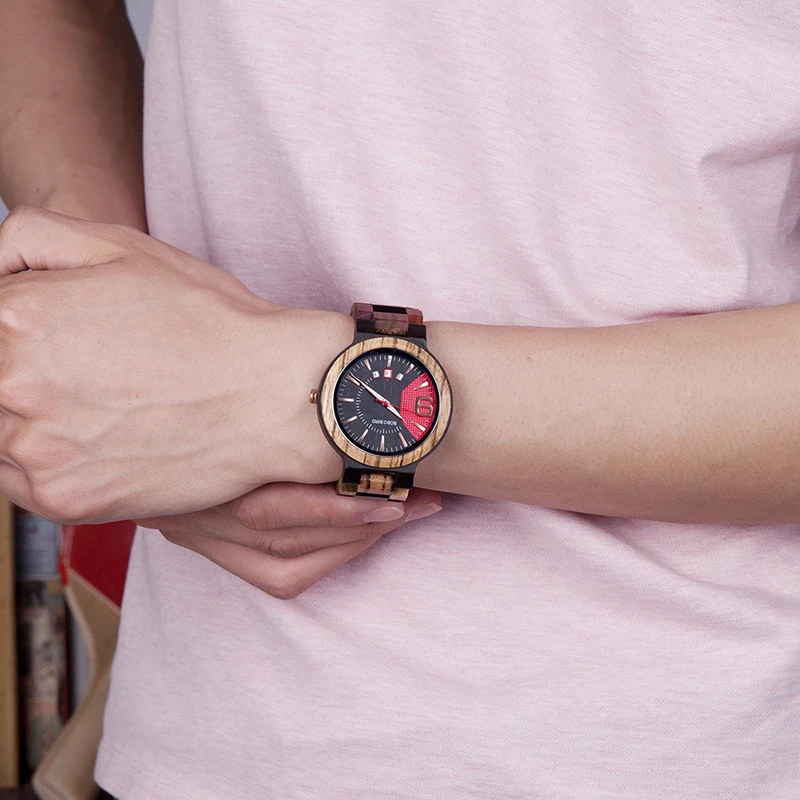 BOBO BIRD New Timepieces Mens Wooden Watch Auto Date Luxury Quartz Wristwatches relogio masculino C-Q13-1 Drop Shipping