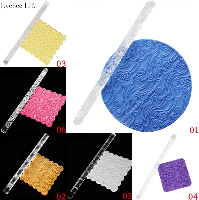 Transparent Acrylic Wave Pattern Rolling Pin Polymer Clay Tools DIY Embossing Texture Print polymer clay tools