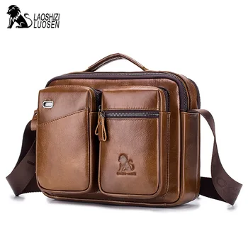 

LAOSHIZI Men Messenger bag over the Shoulder Bags Genuine Leather Business Male Crossbody Bags for Men Cross Body Bag Handbag