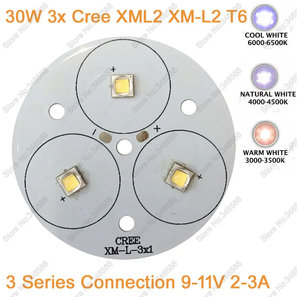 30W Cree XLamp 3 Series XM L2 XML2 T6 Cool White Warm White Neutral White LED