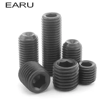 

304 Stainless Steel Set Screw Black Inner Hexagon Hex Socket Cup End M Top Thread Headless Screw Bolt M5*5/6/8/10/12