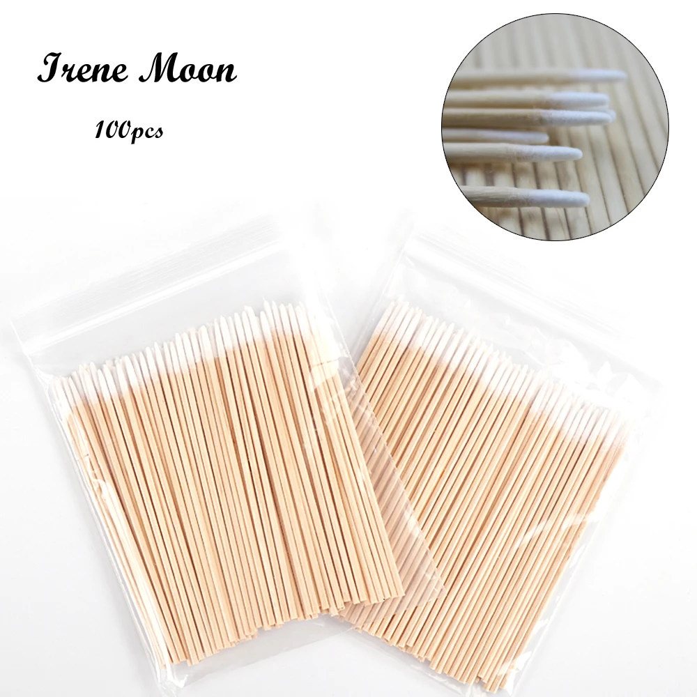 100pcs Wood Cotton Swab Cosmetics Permanent Makeup Health Medical Ear Jewelry Clean Sticks Buds Tip 7cm cotonete