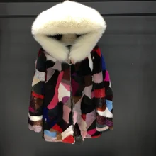 2018 new big collar high quality women real mink fur coat with fox fur hoody colorful femme winter warm slim outwear warm parkas