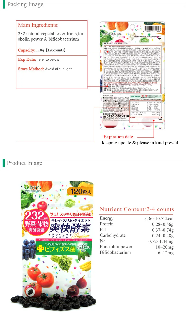 ISDG ночной Фермент+ 2 ферменты против запоров продукты для похудения продукты для сжигания жира 3 упаковки