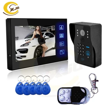 

XJQ 7 inch Video Door Phone Doorbell Intercom System RFID and Password Video Doorphone Door Access Control