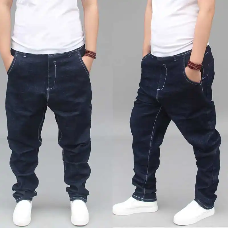 New Trendy Jeans Men's Loose Harem Pants Slightly Stretch Big Size