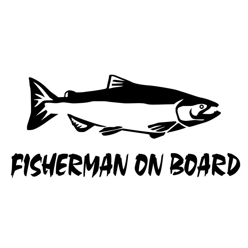 18*8.1CM FISHERMAN ON BOARD Creative Fish Car Styling Vinyl Car Sticker