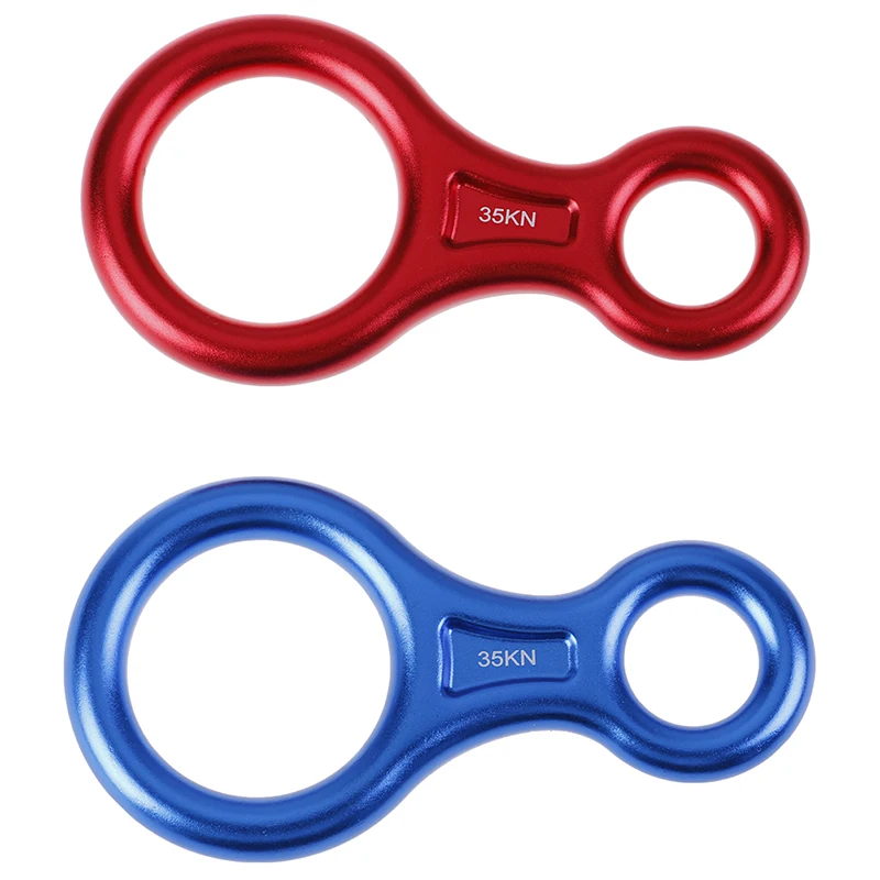 35KN Carabiner Outdoor Rock Climbing 8 Ring Descender Escape Rope Slow Descent Device Professional Descender For 8-16mm Rope
