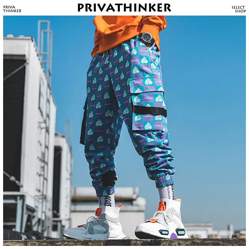 Privathinker الرجال مضحك كامل طباعة ركض السراويل 2018 رجل الشارع الشهير Sweatpants الذكور الهيب هوب الكورية الموضات جيب السراويل الترنك