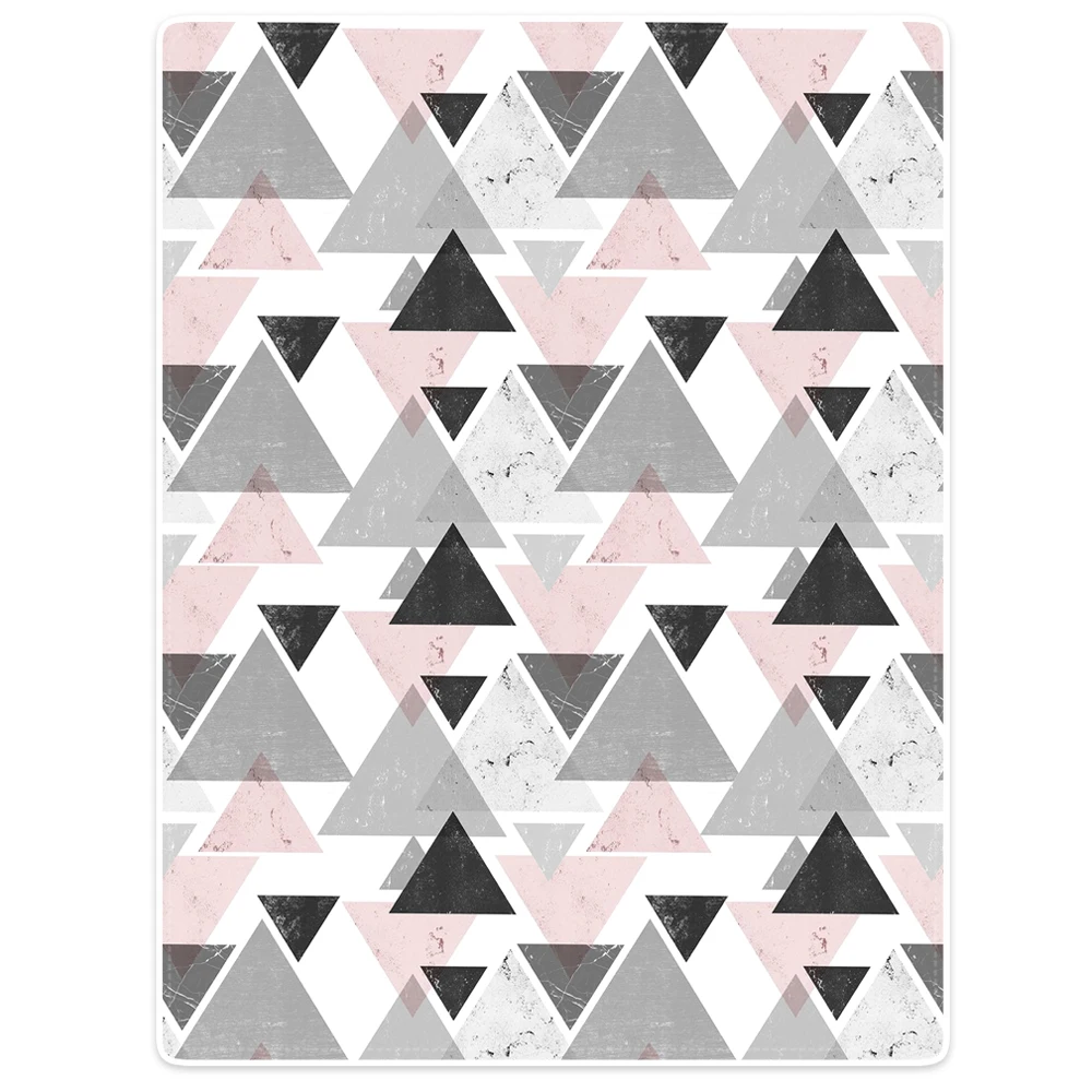 

Blankets Cobertor Warmth Soft Plush Cute Pink Gray Geometric Pattern Sofa Bed Throw a Blanket Plaid