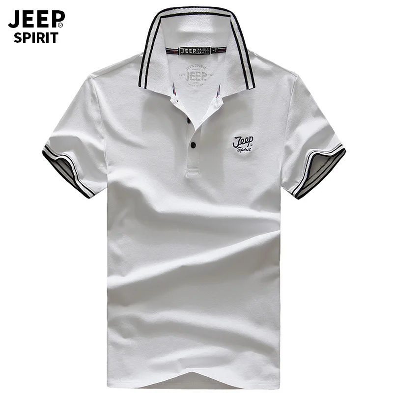 

JEEP SPIRIT Brand Polo Shirt Men Cotton Solid Breathable Polo homme Military Business Casual Polos Men camisa polo masculina 3XL
