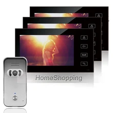 ENVÍO LIBRE Ató Con Alambre de 7 pulgadas de Color de Vídeo Puerta teléfono Sistema de Intercomunicación Táctiles 3 Monitores + 1 Cámara DE Visión Nocturna Al Aire Libre STOCK