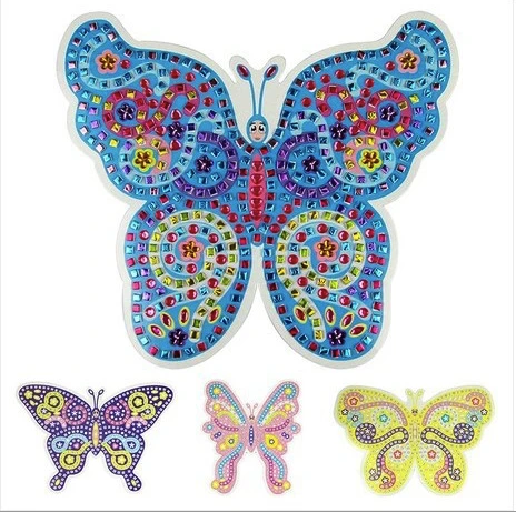 Mariposa de diamantes para colorear dibujo mosaico etiqueta hecha a mano  DIY juguete conjuntos pintura Graffiti regalo para niños  cumpleaños|pegatinas| - AliExpress