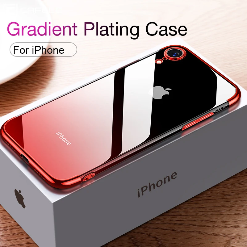 

Cafele New Phone case for iphoneXR XS max Luxury Gradient plating Soft TUP PC Back Cover Ultra-thin Silicone Coque for iphone X