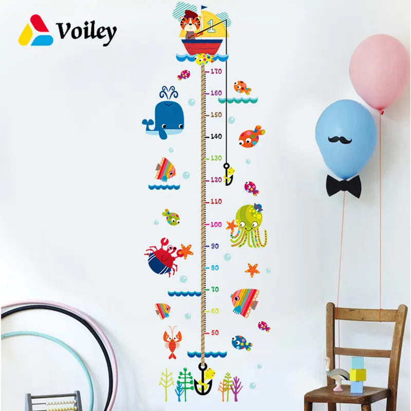 

Baby Shower Cartoon Cat Fishing Giraffe Monkey Measure Height Chart Ruler Wall Door Sticker Decor for Kids Room Decals Nursery,L