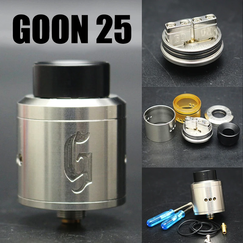 

Adjustable Airflow Electronic Cigarette Atomizer Tank GOON 25 RDA Atomizer with BF PIN RDA Rebuildable Dripping Atomizer