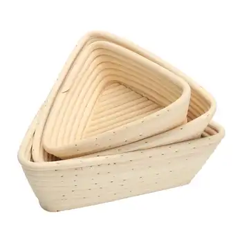 

3 Size Triangle Dough Fermentation Rattan Basket Banneton Brotform Bread Proofing Proving Basket Bread Rattan Basket With Bag