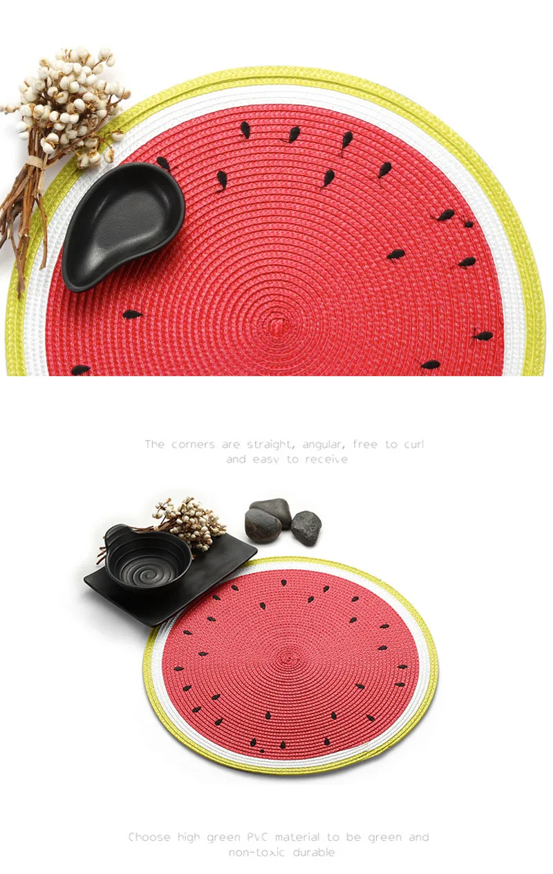 Creative Round Table Mats Fruit shape Dinning Table Placemats Anti-slip Insulation Mats Cushion Table Decoration        (13)