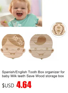 Spanish/English Tooth Box organizer for baby Milk teeth Save Wood storage box for kids Boy&Girl drop shipping