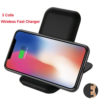 

3 Coils Qi Wireless Fast Charger For iPhone X XR XS Max 10W Folding Wireless Charging Pad For SAMSUNG S10 Plus S9+ S8 Note8 9 S7