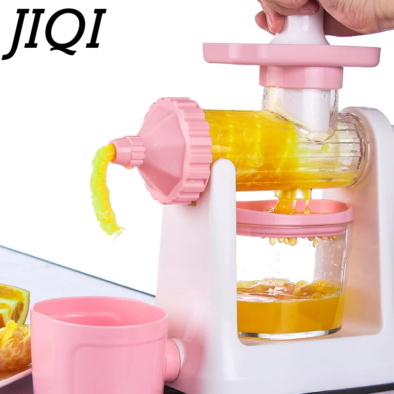 

JIQI Hand press slow Juicer ice cream Squeezer manual Low Speed orange Juice Extractor DIY Fresh fruit Vegetable Machine Blender