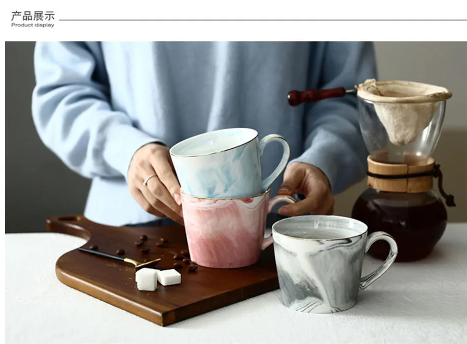Роскошные европейские мраморные керамические стеклянные чашки кружки для кофе и молока 1 шт. серый розовый фарфоровая чашка для завтрака горячий креативный свадебный подарок