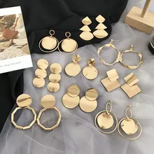 MENGJIQIAO Nuovo di Modo del Metallo di Colore Dell'oro Geometrica del Cerchio Orecchini A Pendaglio Esagera Quadrato Lungo Pendientes Per Le Donne Brincos
