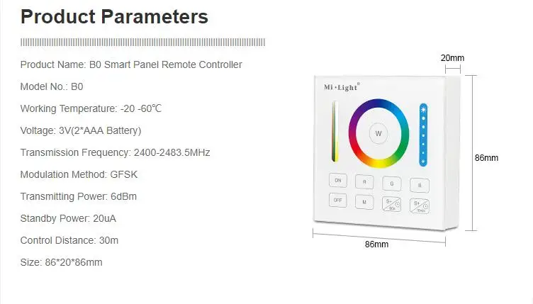 Milight B0 B1 B2 B3 B4 B8 4-Zone 8 Zone 2,4 GHz беспроводная wifi Сенсорная панель диммер/RGBW/RGB+ CCT светодиодный умный пульт дистанционного управления