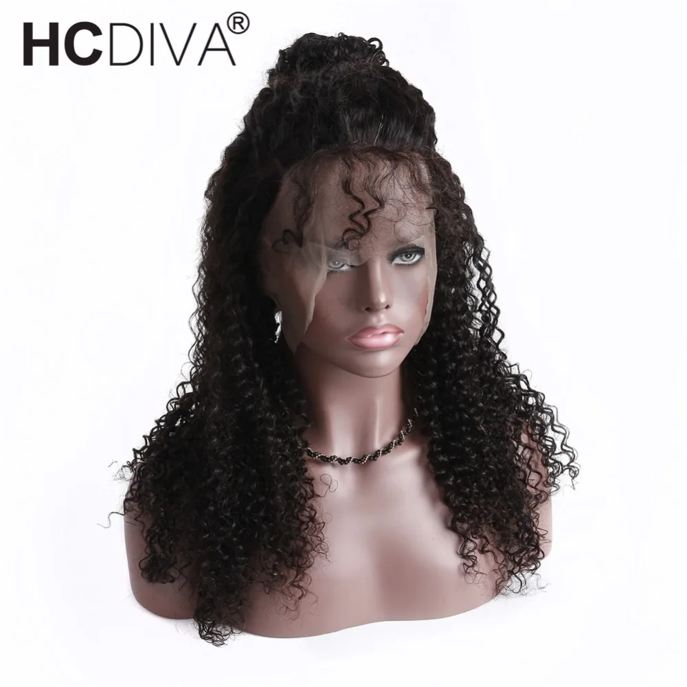 Pre Plucked Full Lace Human Hair Wigs Bleached Knots With Baby Hair 150 Density Brazilian Kinky