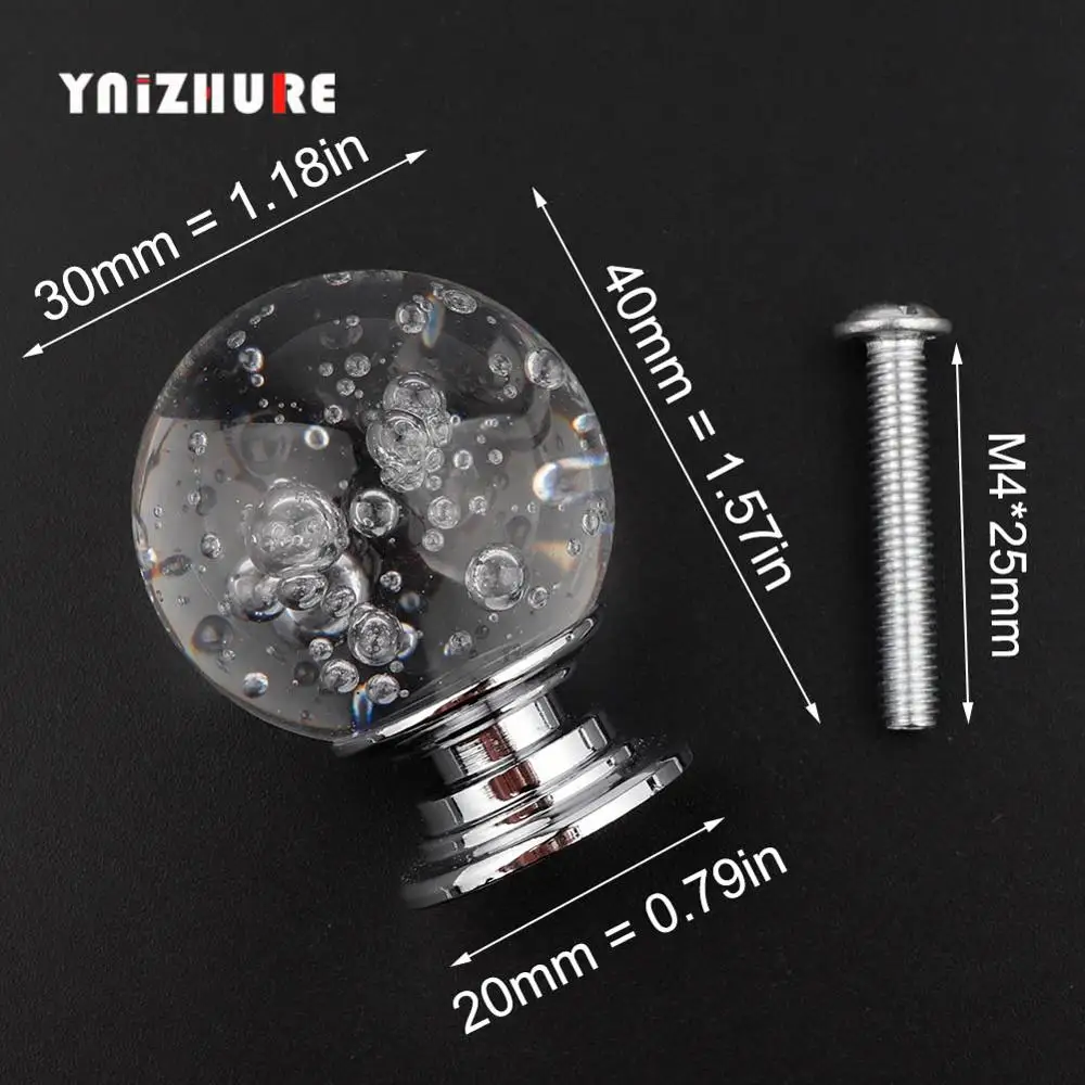 30mm Bubble ball YNIZHURE фирменный дизайн 20-40 мм Хрустальные стеклянные ручки комод Ящик Кухонный Шкаф вытяжной шкаф ручка - Цвет: 30mm Bubble ball