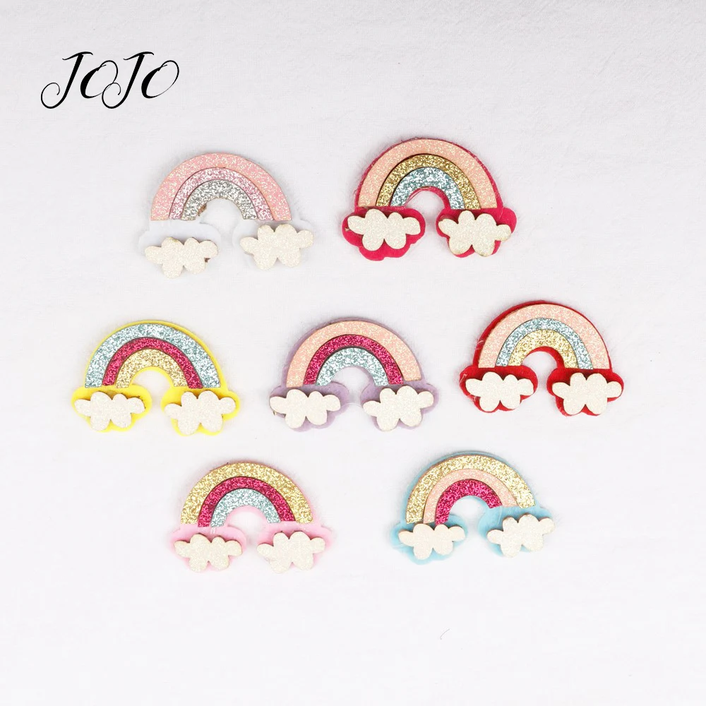 

JOJO BOWS 7pcs Glitter Patches Blingbling Rainbow Felt Accessories For Scrapbooking Sticker Materials DIY Headware Accessories