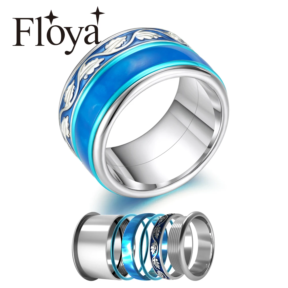 

Floya Interchangeable Rings Women Arctic Symphony Band Ring Stainless Steel Collection Eternity Leaf Accessories Hoop Inner Ring