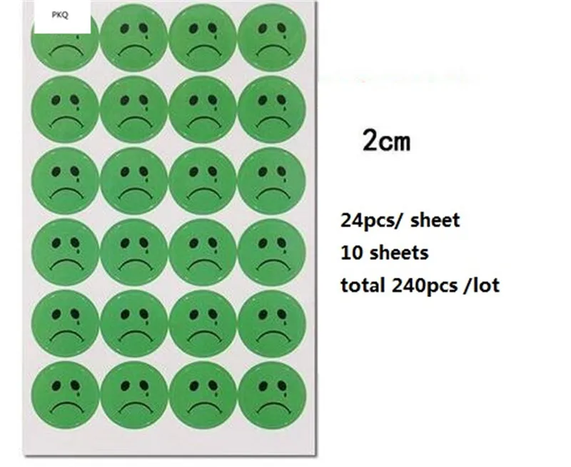 10 листов/Партия 1 см/2 см/3 см/4 см/5 см/9 см классические игрушки Sad сторонний стикер самоклеящаяся этикетка клейкой бумаги для школьного учительницы - Цвет: 2cm Green