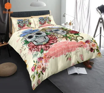 

3D Sugar Skull Flowers Beddingt set With Pillowcas Cartoon Bed Duvet Cover for Kids 3pcs Bedclothes Quilt CoverSj231