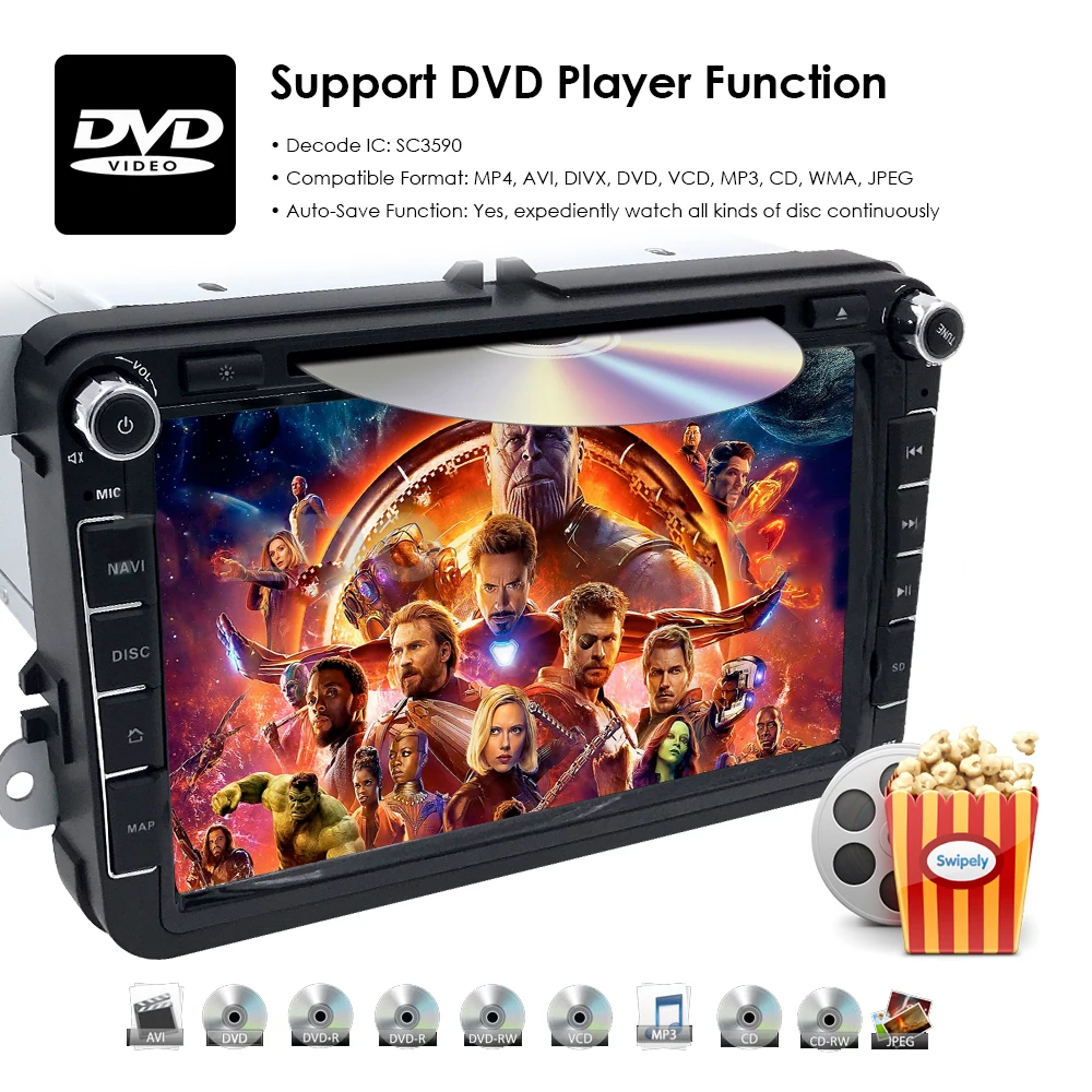 Excellent 8" Android 9.0 IPS DSP Car DVD Radio Stereo GPS Multimedia for Volkswagen VW Passat B6 Golf Tiguan Car Navigation USB Bluetooth 19