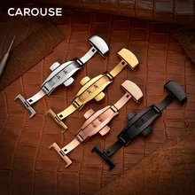 Застежка-бабочка Carouse с двойным кликом из нержавеющей стали, автоматическая застежка для ремешка 10 12 14 16 18 20 22 мм, застежка для часов