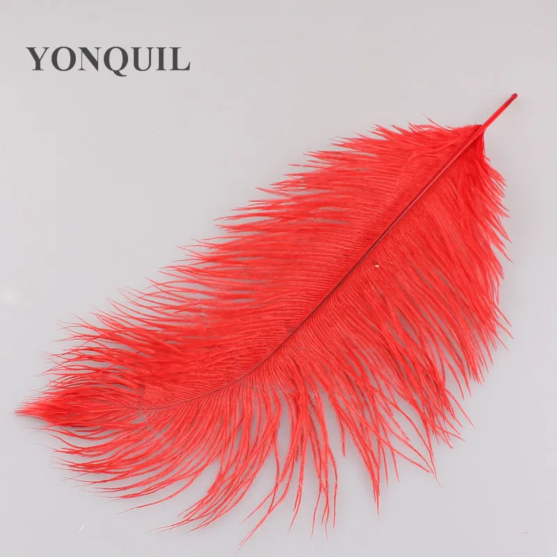 12 цветов 1"-14"/30-35 см страусиные перья платья с блестками для ремесла DIY аксессуары 50 шт./партия - Цвет: Красный