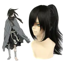 Dororo Hyakkimaru косплей парик длинный прямой зажим конский хвост черные волосы женские мужские