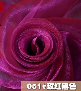 Двухцветная двухцветная ткань из органзы, Блестящий Мягкий светильник, ткань для занавесок, 3 метра за штуку - Цвет: ROSE RED-BLACK