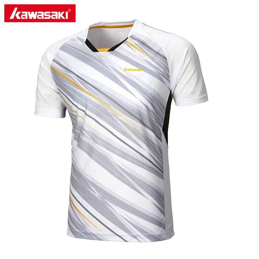 

Kawasaki Brand Mens Sports T-Shirt V Collar Short Sleeve White T Shirts for Fitneess Gym Badminton Tennis Sportswear ST-171010