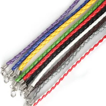 

10pcs/lot Mixed Color Braided Cow Leather Braided Bracelet Cord Jewelry Findings with Lobster Clasp Fit Charms DIY