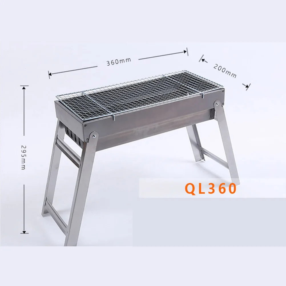 1PC Barbecue Grill Rustproof Foldable Long Service Life Stainless Steel Charcoal Barbeque for Party Patio Outdoor