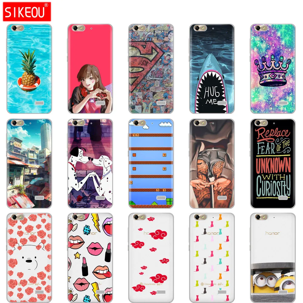 

SIKEOU cover phone case for huawei honor 4C soft tpu silicone transparent shell for honor 4 c CHM-U01 Print Painted Fundas