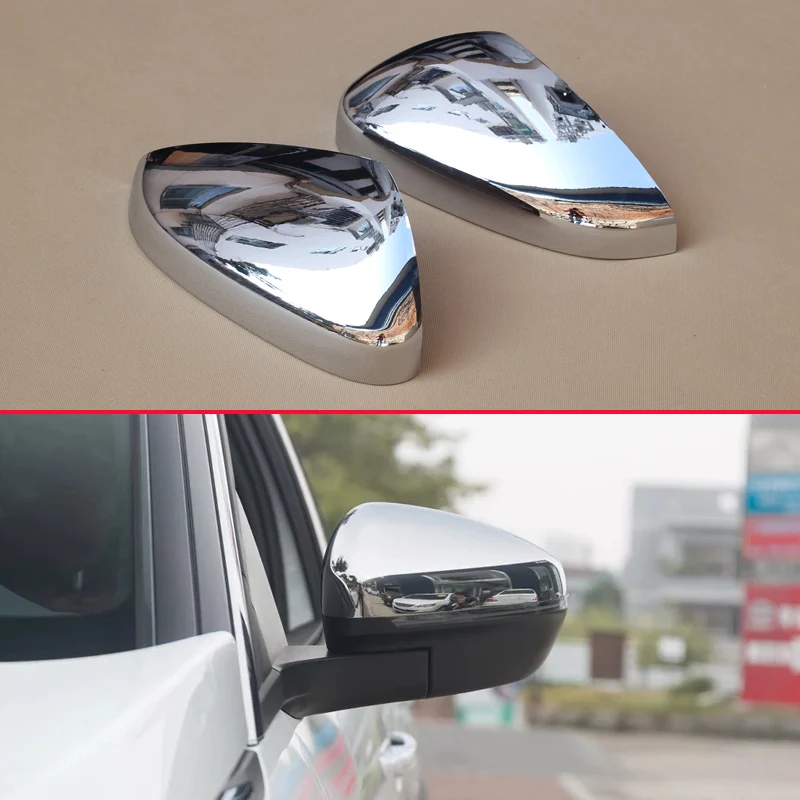Chrome-Car-Styling-Side-Mirrors-Glossy-Pairs-Cover-Accessories-For-Peugeot-3008-5008-2017-2018-Rearview