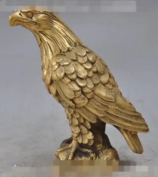 

S01184 7"Tibet Bronze Copper Carved animal Lucky Eagle bird Classical Decoration statue (B0413)